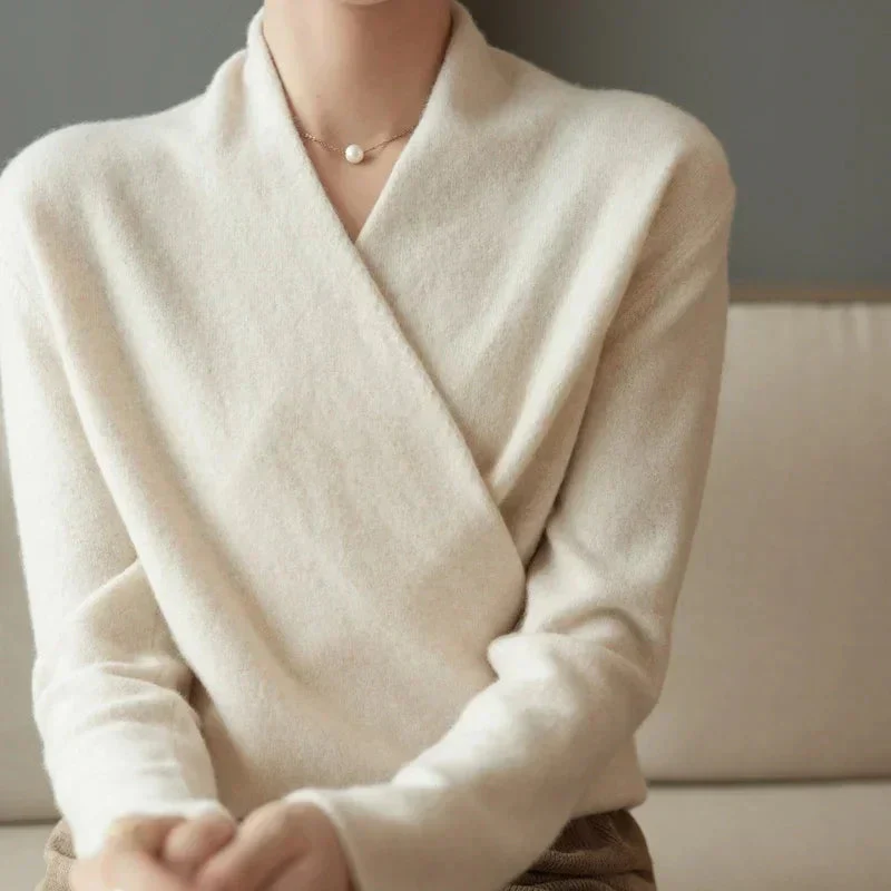 Sofia Relaxed Fit Wrap Sweater | V-Neck Long Sleeve Sweater - Image 4