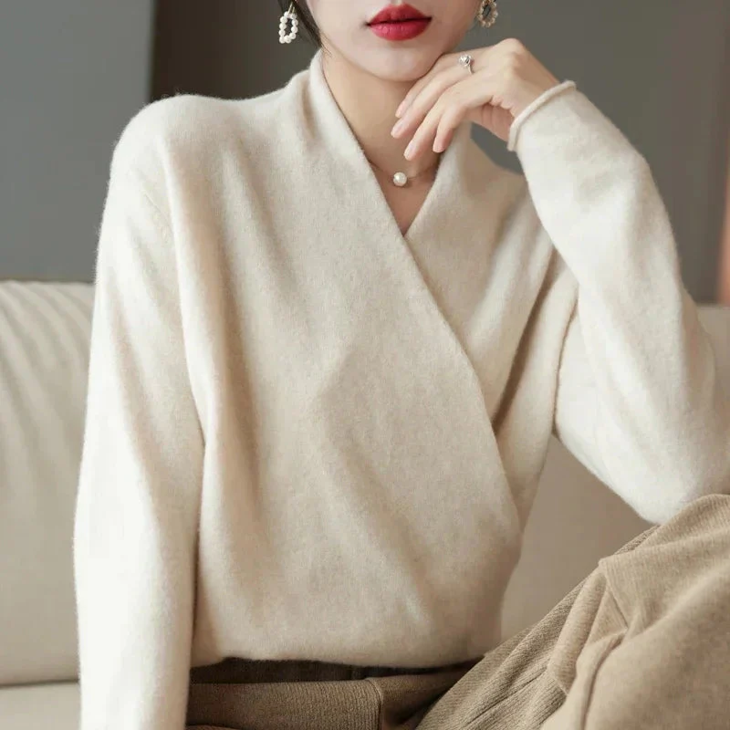 Sofia Relaxed Fit Wrap Sweater | V-Neck Long Sleeve Sweater - Image 6