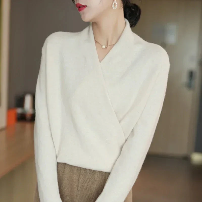 Sofia Relaxed Fit Wrap Sweater | V-Neck Long Sleeve Sweater - Image 7
