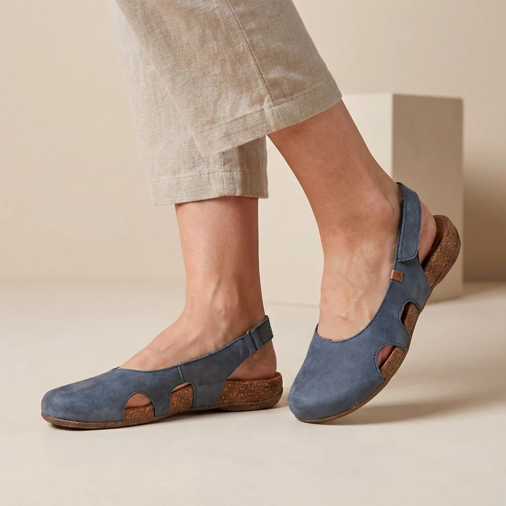 Sophie Orthopedic Closed-Toe Sandals | Ankle Strap Cork-Look Sandals - Image 3