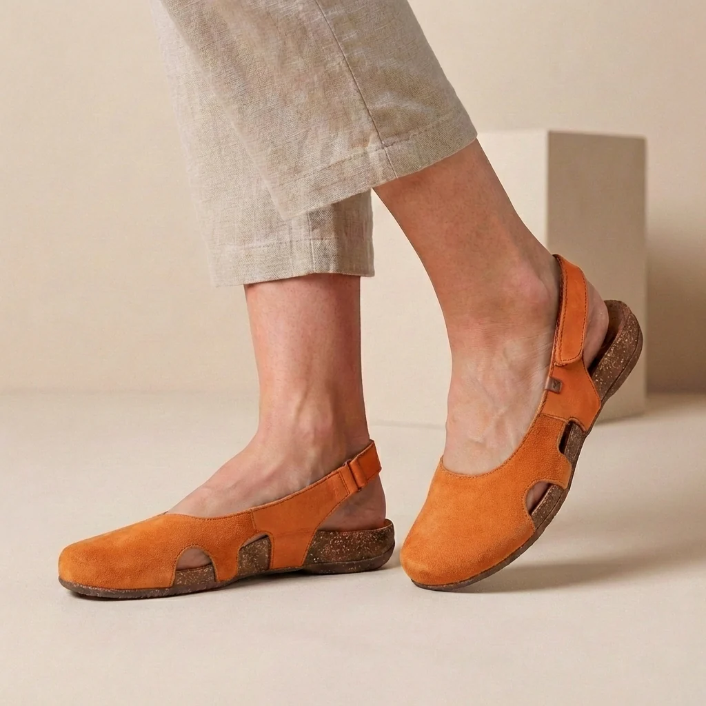 Sophie Orthopedic Closed-Toe Sandals | Ankle Strap Cork-Look Sandals - Image 4