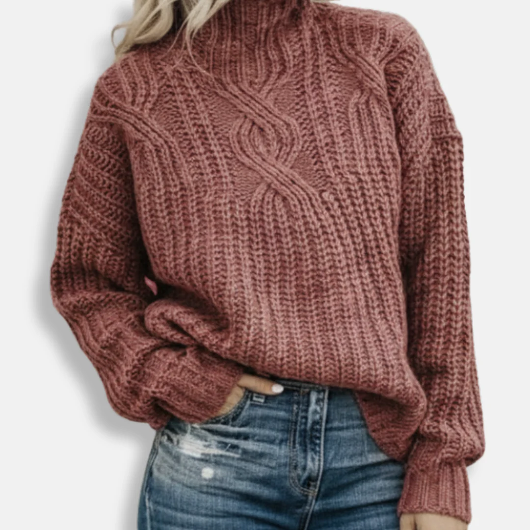 Stella Oversized Knitted Sweater | Turtleneck Long Sleeve Sweater - Image 3