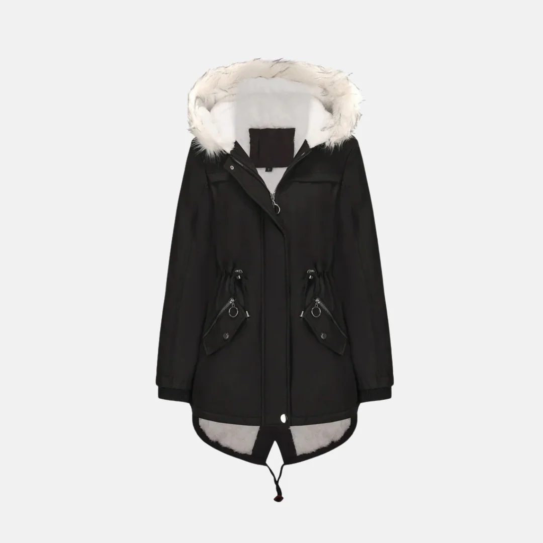 Thea Hooded Parka | Insulated Fur Trim Mid-Length Parka - Image 2