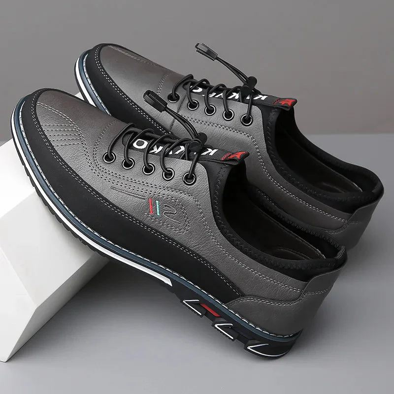 Theodore Leather Orthopedic Casual Shoes | Elastic Laces Casual Shoes - Image 3