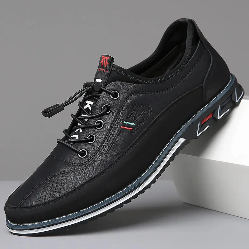 Theodore Leather Orthopedic Casual Shoes | Elastic Laces Casual Shoes - Image 4