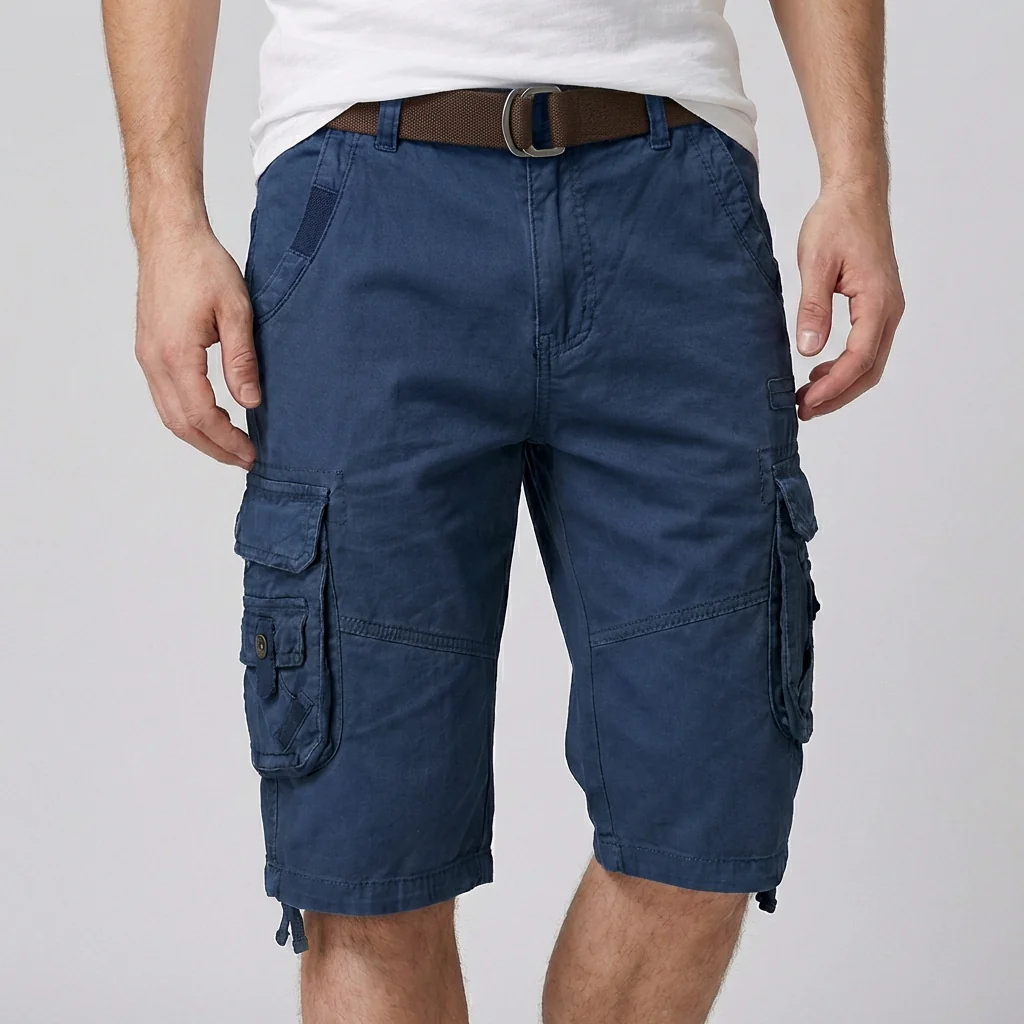 Theodore Relaxed Fit Cargo Shorts | Cargo Pockets Belted Cargo Shorts - Image 3