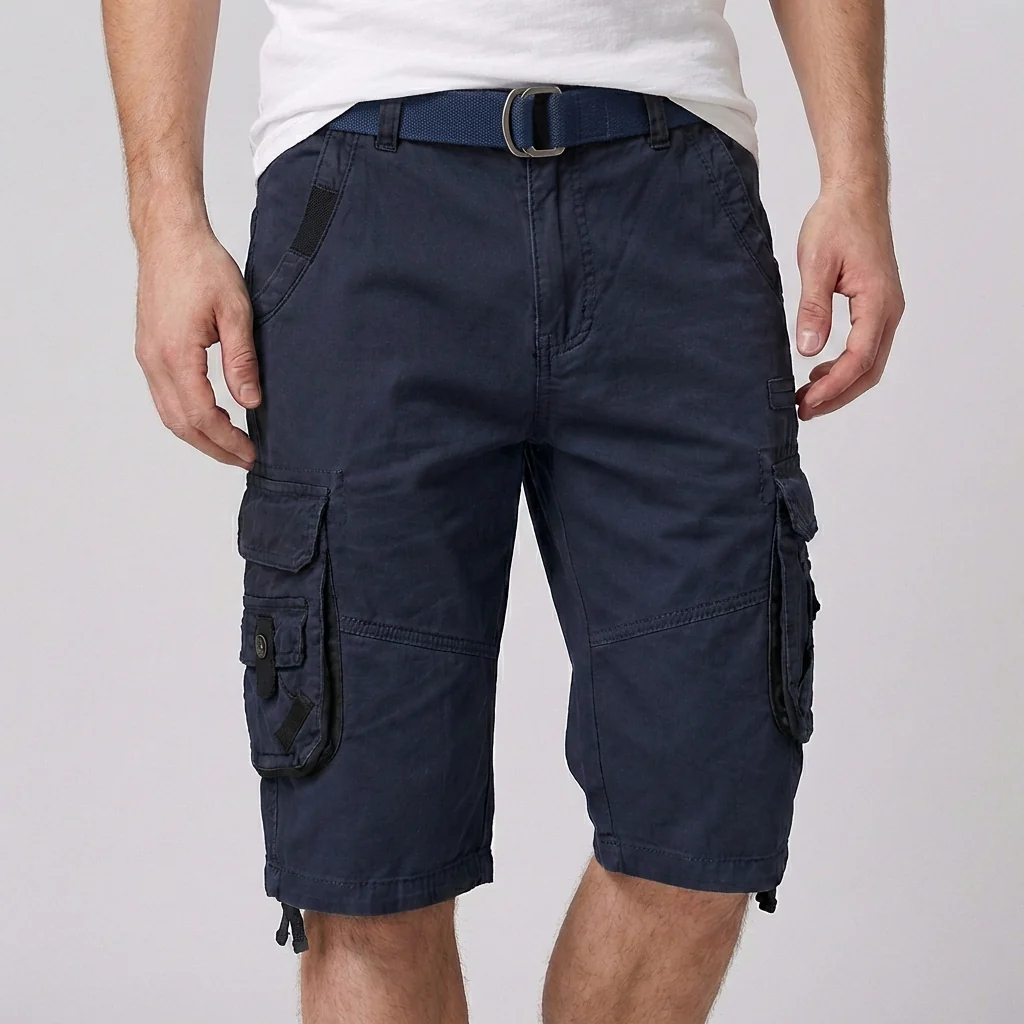 Theodore Relaxed Fit Cargo Shorts | Cargo Pockets Belted Cargo Shorts - Image 4