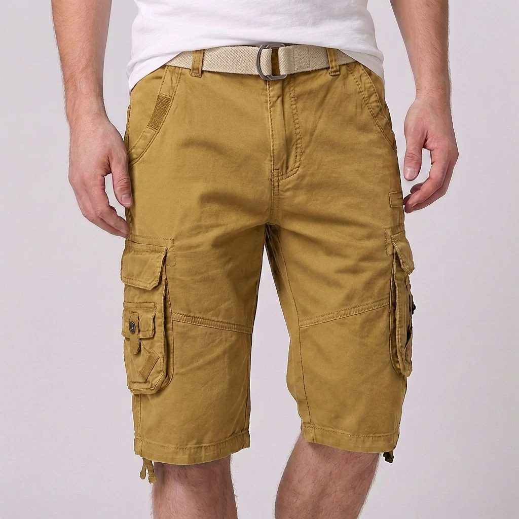 Theodore Relaxed Fit Cargo Shorts | Cargo Pockets Belted Cargo Shorts - Image 7