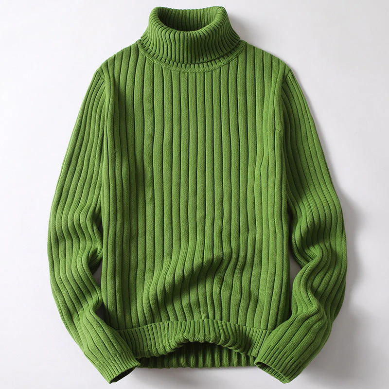 Theodore Ribbed Hip-Length Turtleneck Sweater | Solid Regular Fit Sweater - Image 2