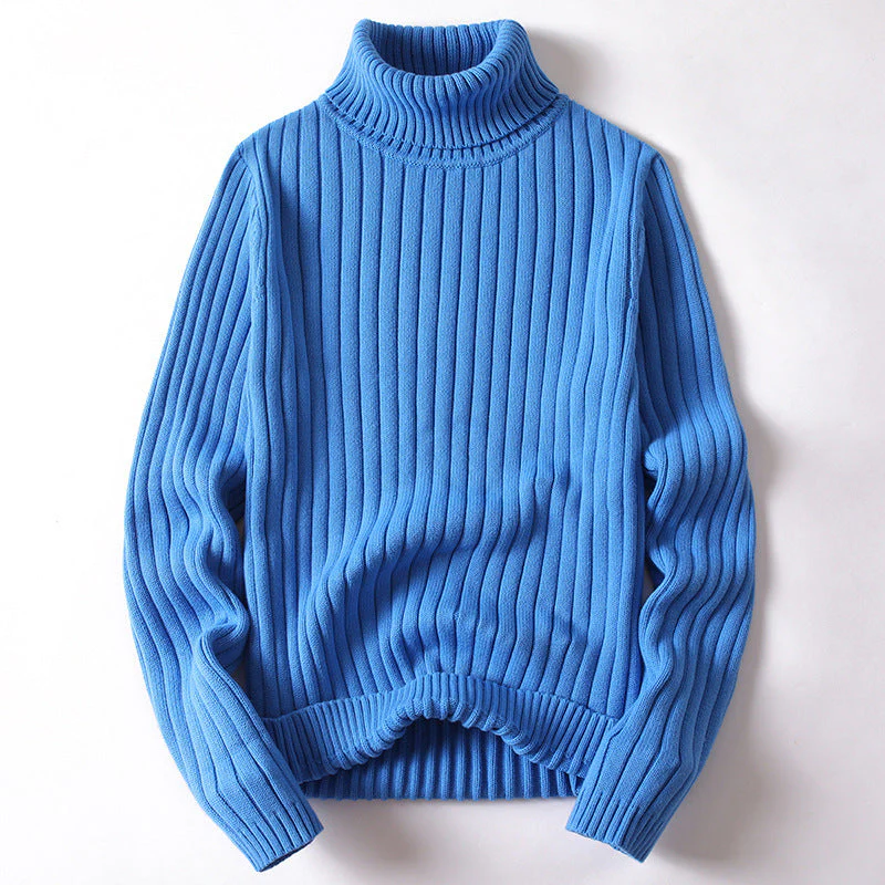 Theodore Ribbed Hip-Length Turtleneck Sweater | Solid Regular Fit Sweater - Image 3