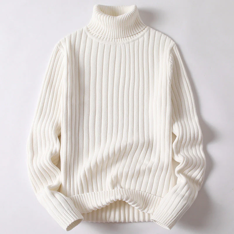 Theodore Ribbed Hip-Length Turtleneck Sweater | Solid Regular Fit Sweater - Image 4