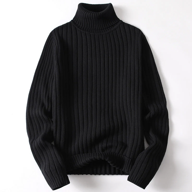 Theodore Ribbed Hip-Length Turtleneck Sweater | Solid Regular Fit Sweater - Image 5