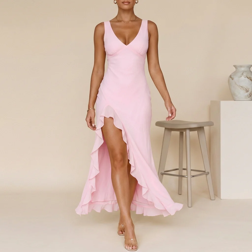 Valencia Split Maxi Dress | Elegant V-Neck Summer Evening Dress - Image 2