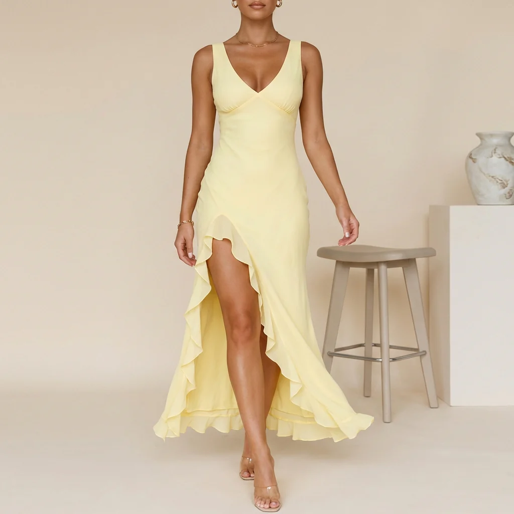 Valencia Split Maxi Dress | Elegant V-Neck Summer Evening Dress - Image 3