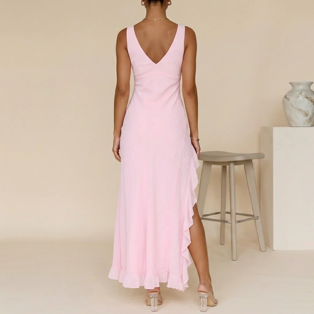 Valencia Split Maxi Dress | Elegant V-Neck Summer Evening Dress - Image 4
