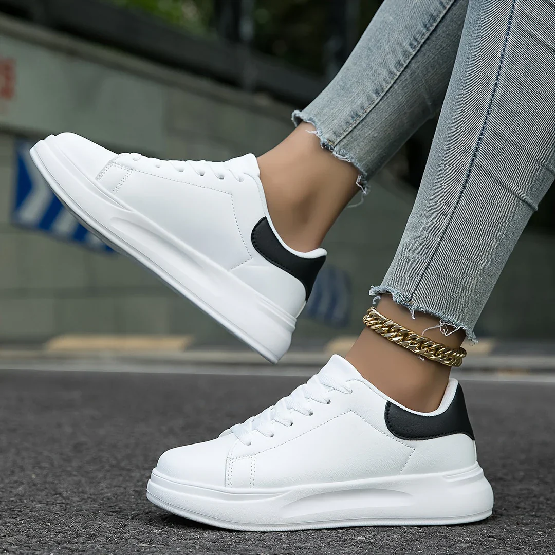 Veronica Leather Orthopedic Lace-Up Sneakers | Platform Sole Sneakers - Image 3