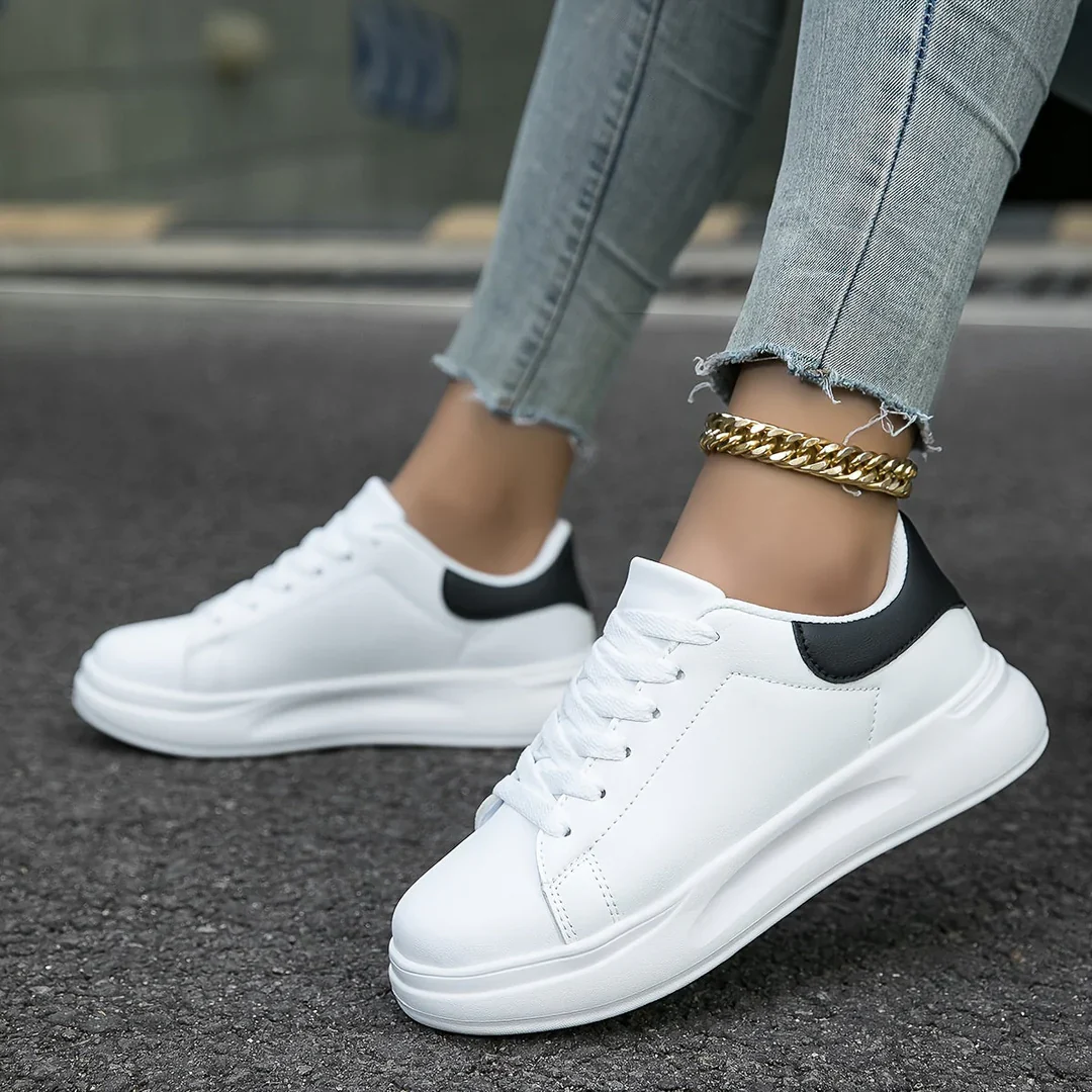 Veronica Leather Orthopedic Lace-Up Sneakers | Platform Sole Sneakers - Image 4