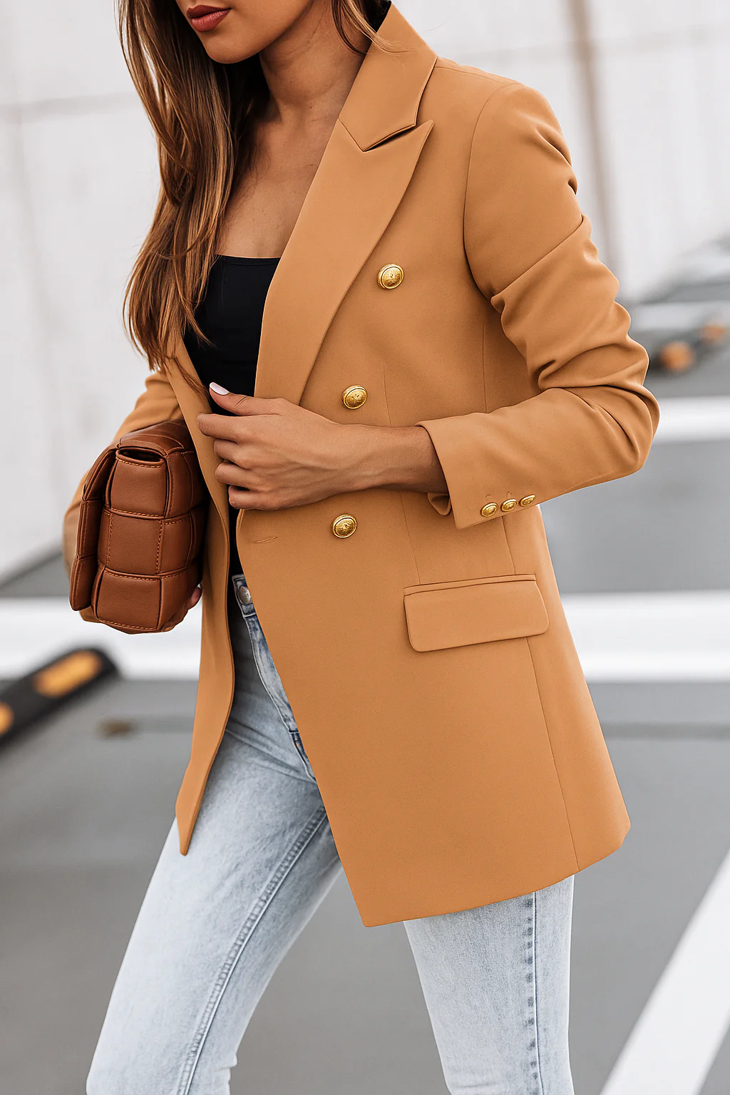 Viola Double-Breasted Blazer | Gold-Tone Buttons Button Blazer - Image 5