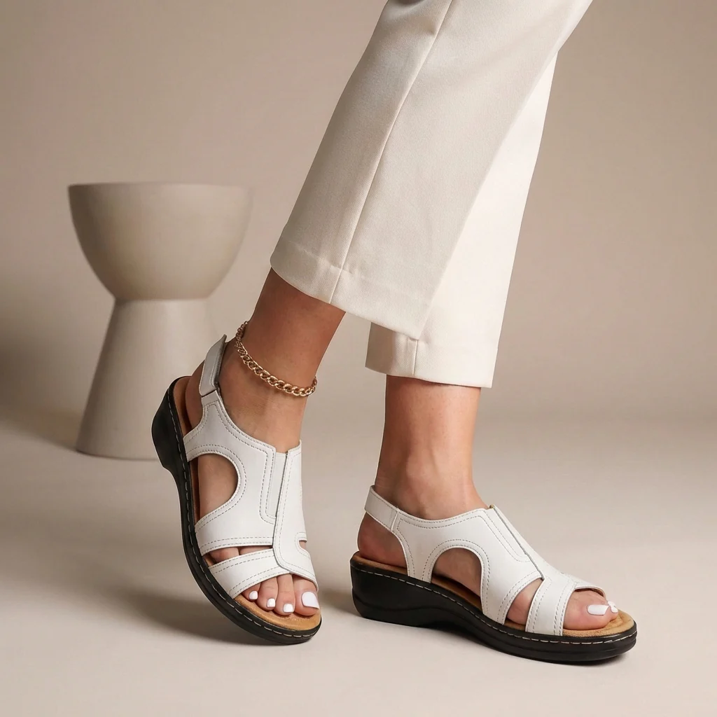 Viola Orthopedic Open-Toe Sandals | Cut-Out Details Wedge Heel Sandals - Image 3