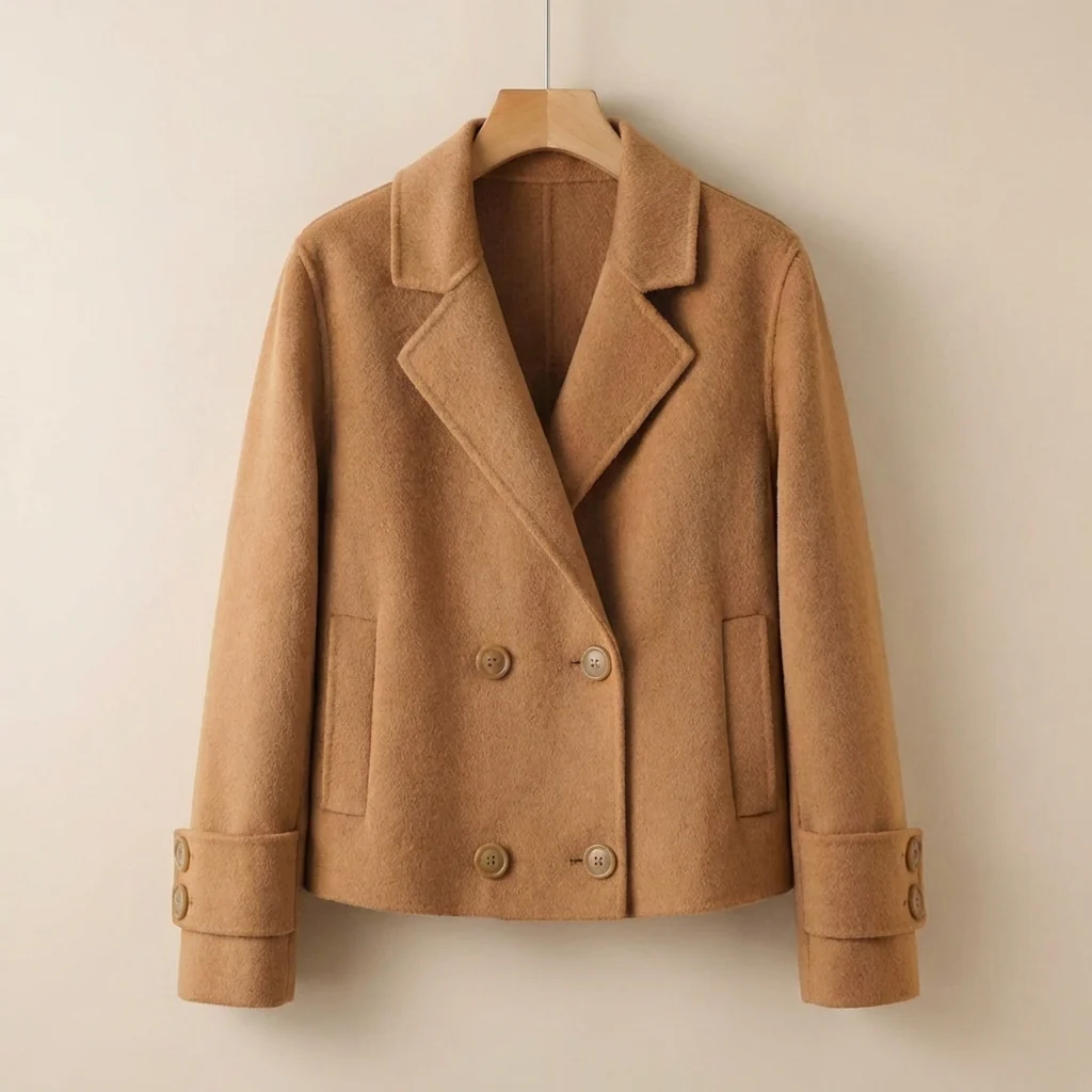 Viola Relaxed Fit Cropped Coat | Double-Breasted Short Coat - Image 3
