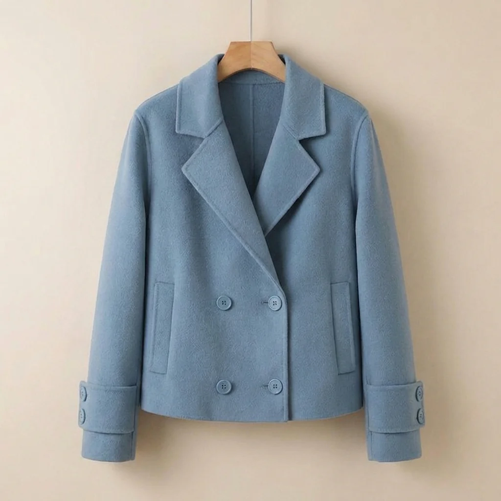 Viola Relaxed Fit Cropped Coat | Double-Breasted Short Coat - Image 5