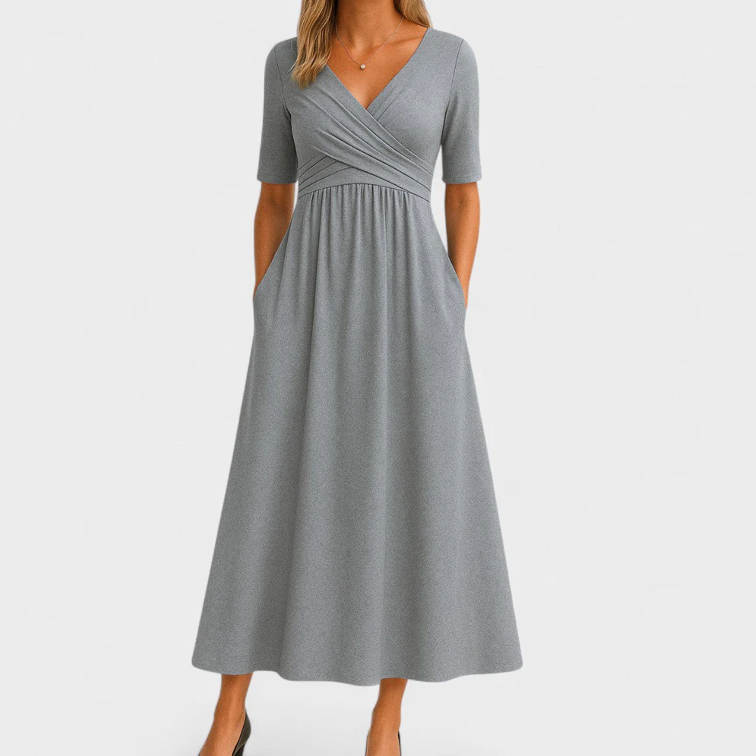 Vittoria A-Line Dress | Wrap Front Gathered Waist Dress