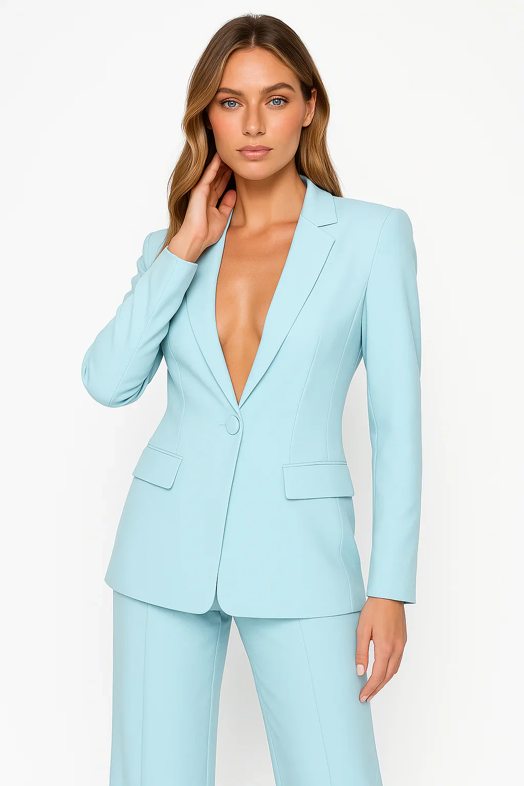 Women’s Blazer – Tailored Fit – Single Button – Shoulder Pads – Wool Blend - Image 5