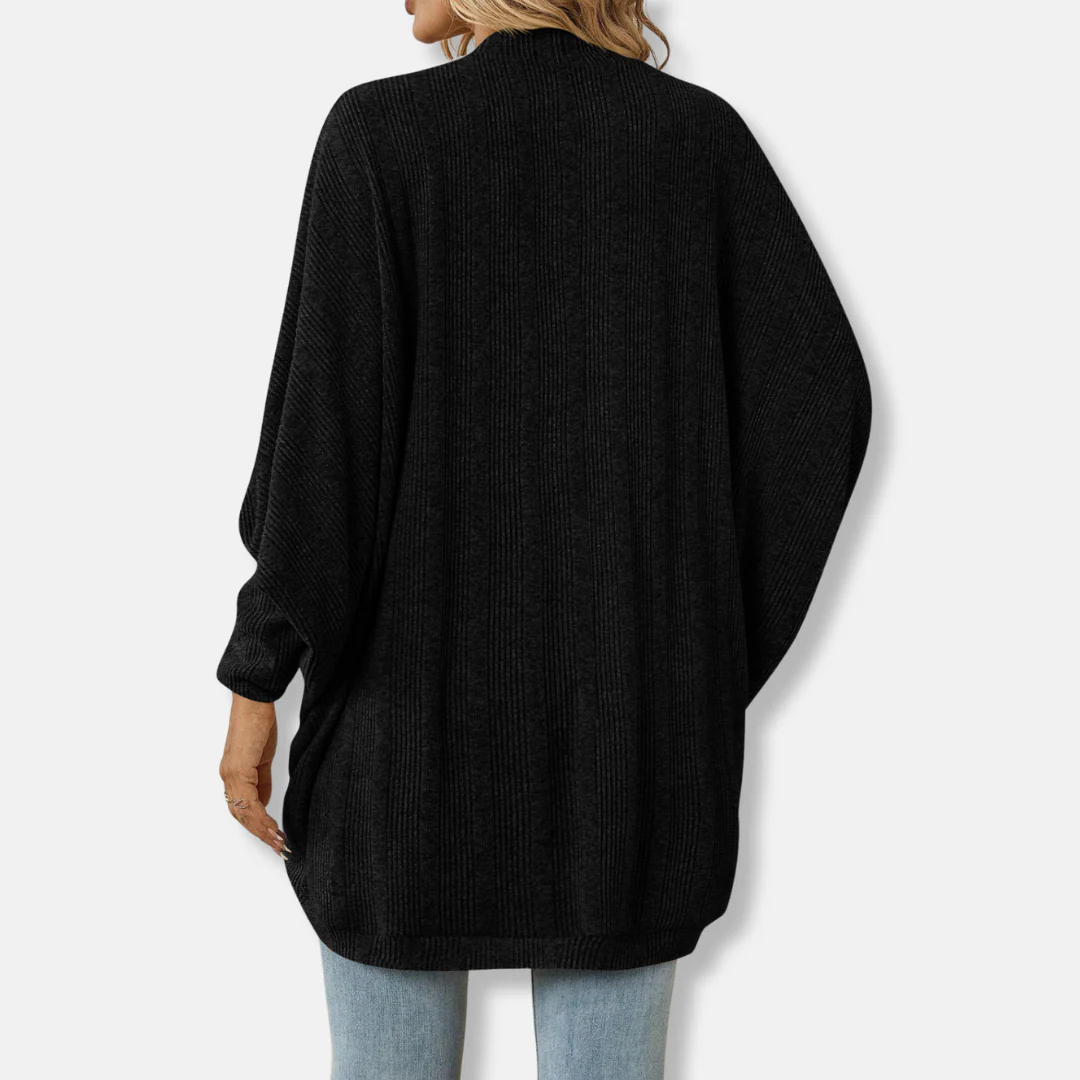 Women’s Cardigan – Oversized Fit – Knit Texture – Open Front – Batwing Sleeves - Image 3