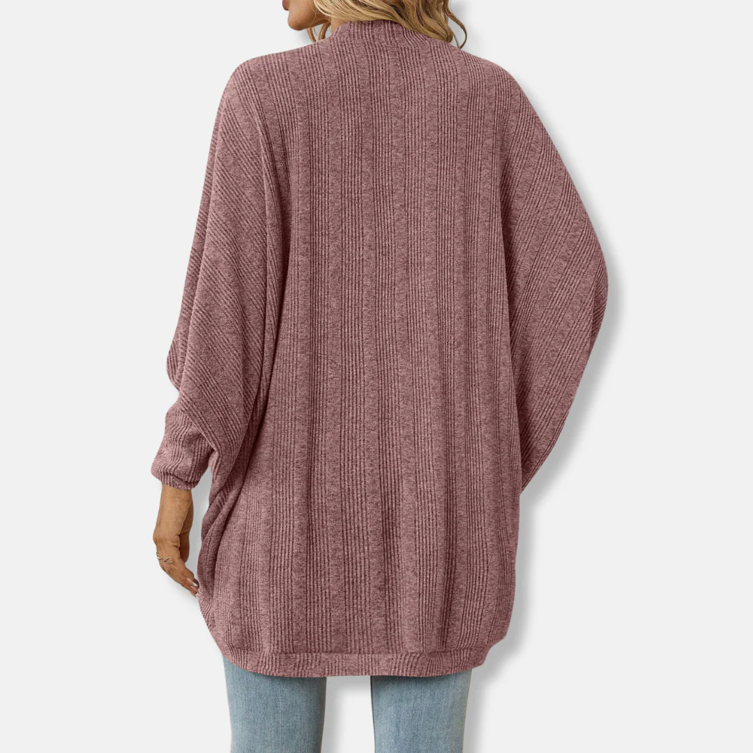 Women’s Cardigan – Oversized Fit – Knit Texture – Open Front – Batwing Sleeves - Image 5