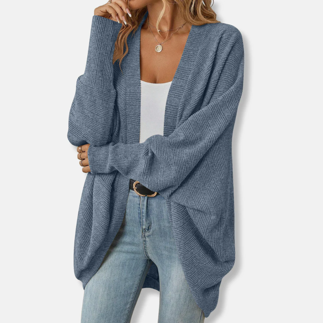 Women’s Cardigan – Oversized Fit – Knit Texture – Open Front – Batwing Sleeves - Image 7
