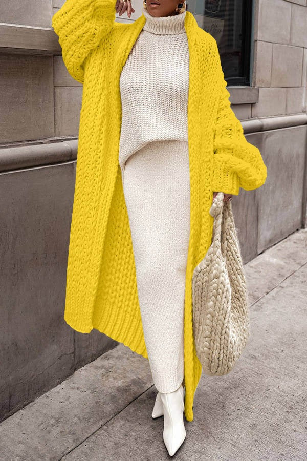 Women’s Cardigan – Wool Knit – Oversized Fit – Long Open Style – Chunky Casual Layer - Image 4