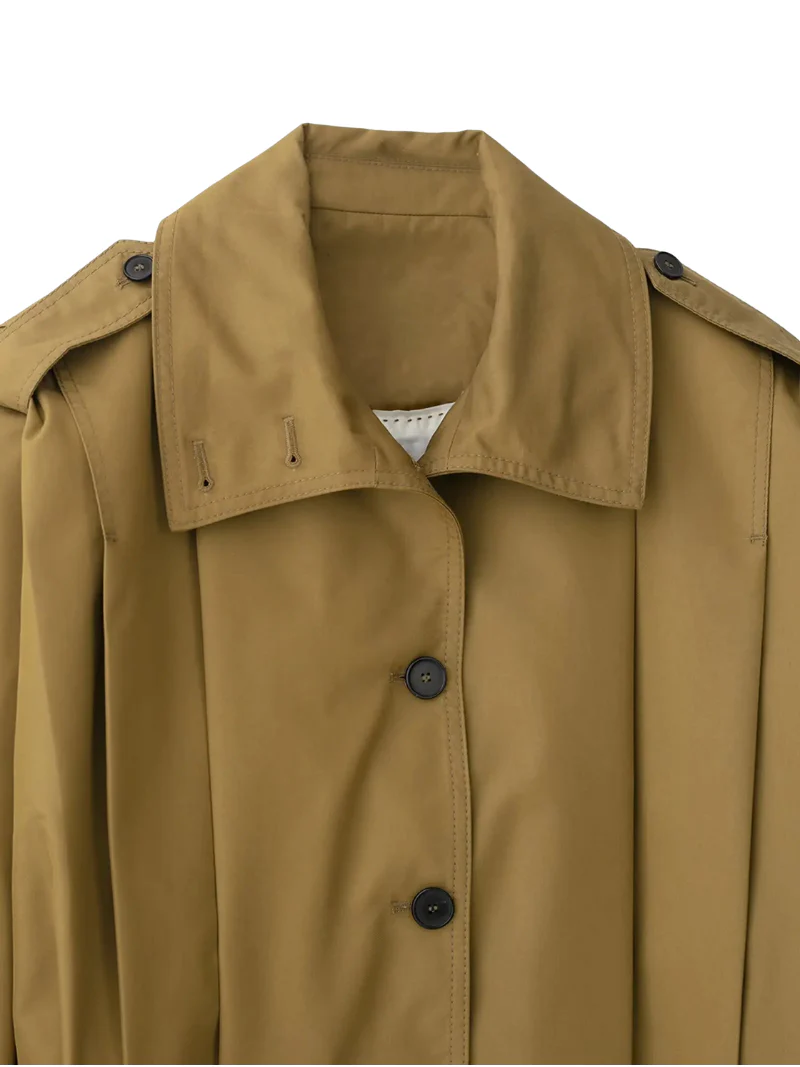 Women’s Cropped Jacket – Relaxed Fit – Structured Shoulders – Asymmetrical Front – Button Cuff - Image 4