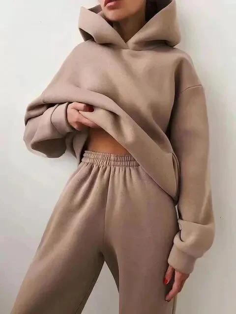 Women’s Hoodie and Joggers Set – Fleece – Oversized Fit – Relaxed Lounge Wear - Image 3
