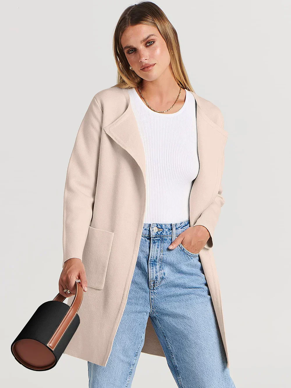 Women’s Knee-Length Coat – Wool Blend – Relaxed Fit – Wide Lapel – Minimalist Style - Image 14