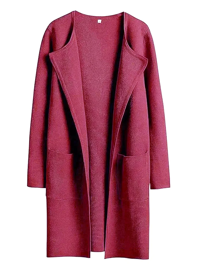 Women’s Knee-Length Coat – Wool Blend – Relaxed Fit – Wide Lapel – Minimalist Style - Image 24