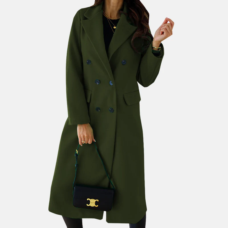 Women’s Long Coat – Wool Blend – Tailored Fit – Double-Breasted – Formal Style - Image 5