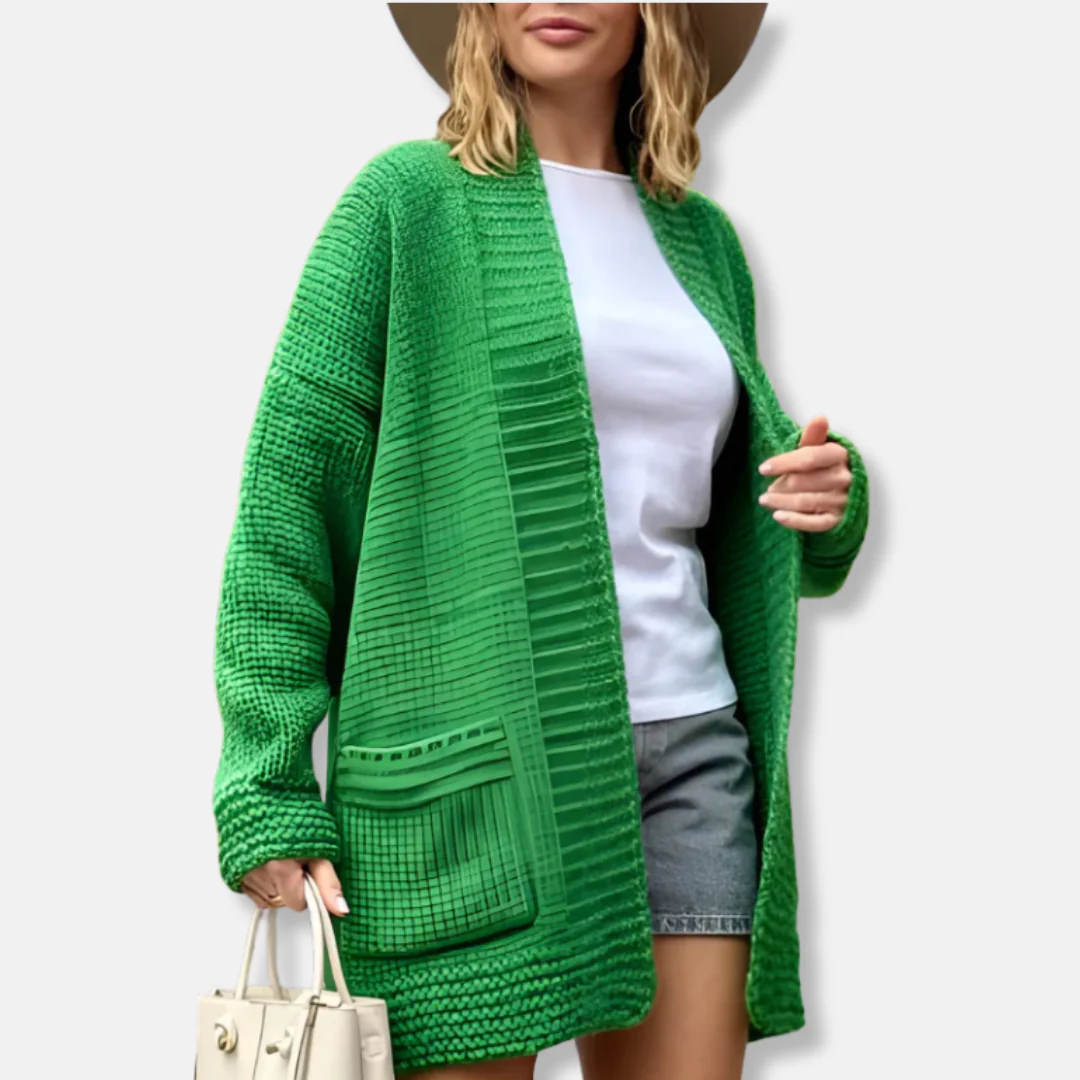 Women’s Longline Cardigan – Oversized Loose Fit – Textured Ribbed Knit – Open Front - Image 5