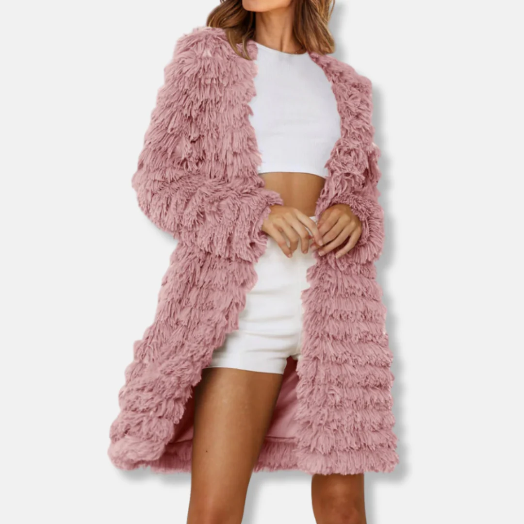 Women’s Longline Cardigan – Shaggy Texture – Relaxed Fit – Open Front Layering - Image 3