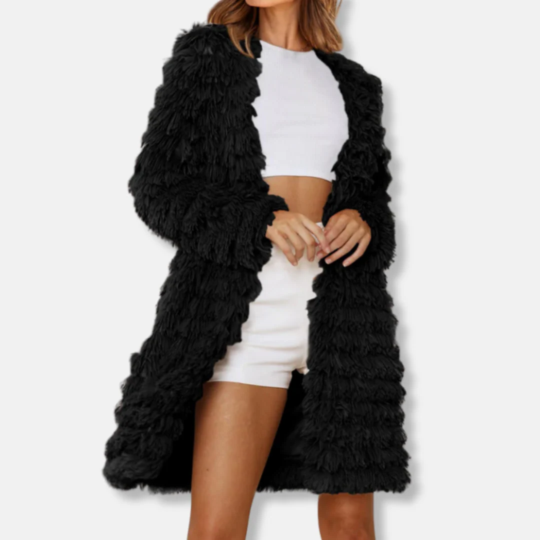 Women’s Longline Cardigan – Shaggy Texture – Relaxed Fit – Open Front Layering - Image 4