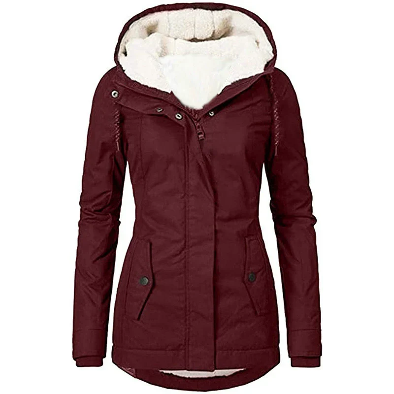 Women’s Parka Coat – Semi-Fitted – Plush Lined Hood – Weather-Resistant – Mid-Thigh Length - Image 3