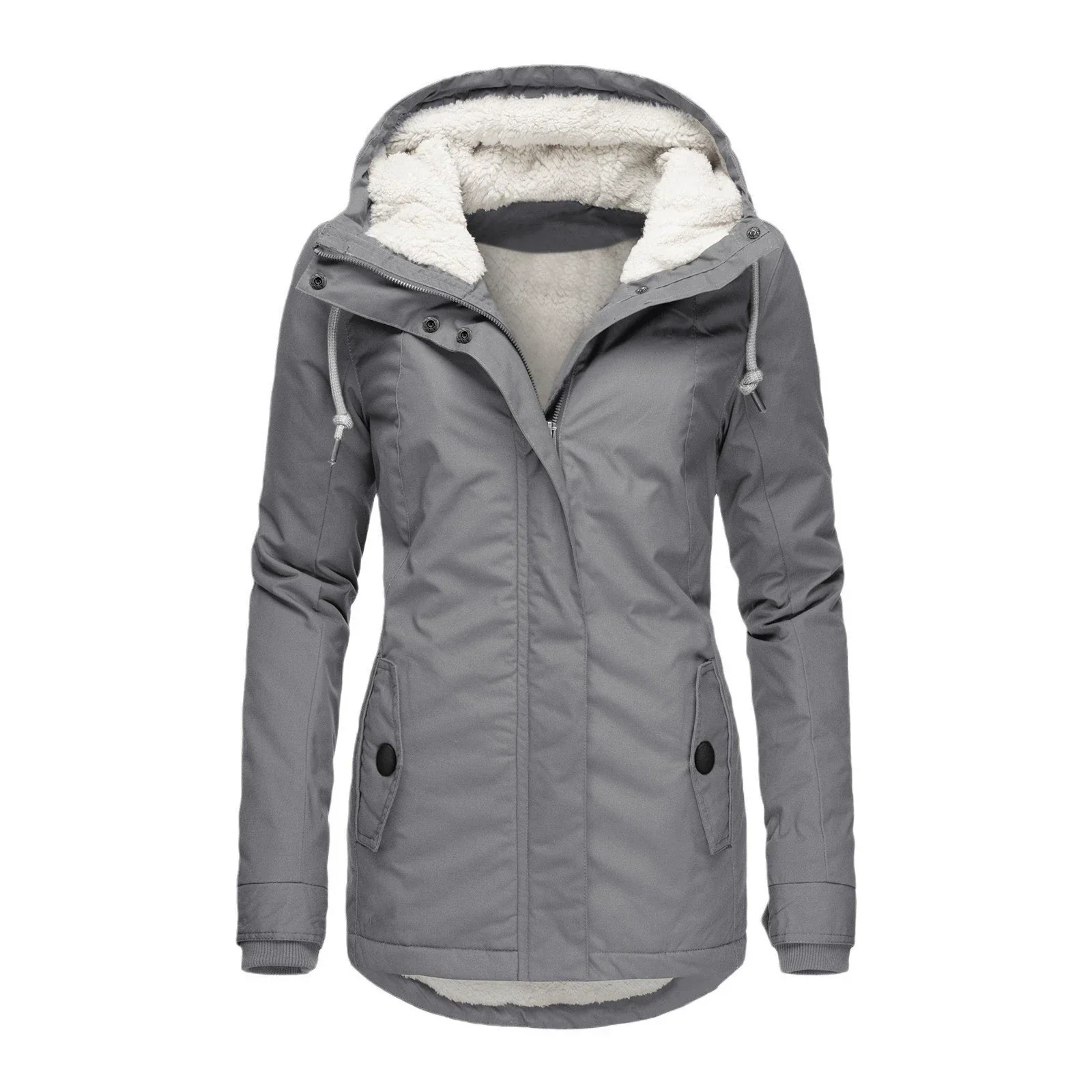 Women’s Parka Coat – Semi-Fitted – Plush Lined Hood – Weather-Resistant – Mid-Thigh Length - Image 4