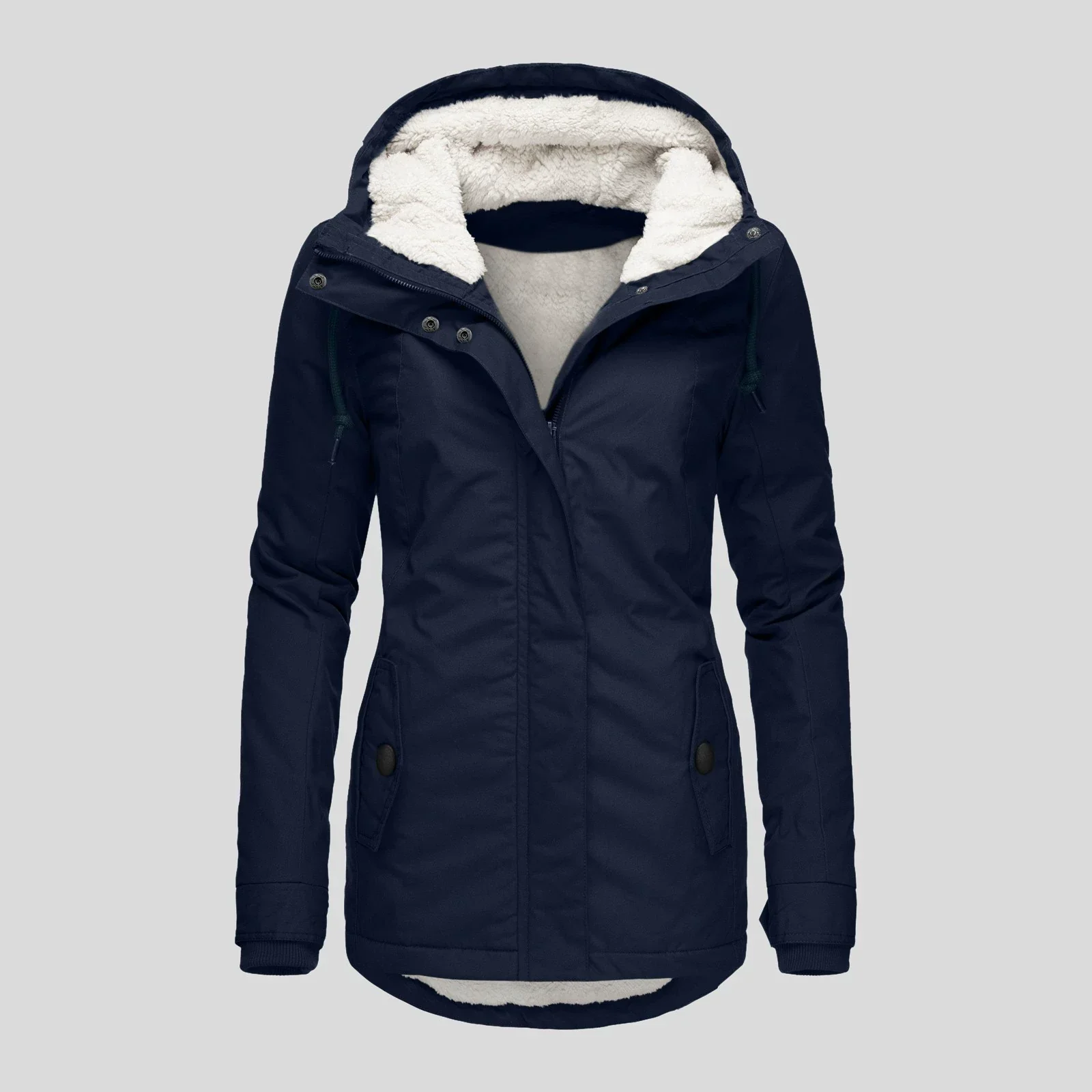 Women’s Parka Coat – Semi-Fitted – Plush Lined Hood – Weather-Resistant – Mid-Thigh Length - Image 5