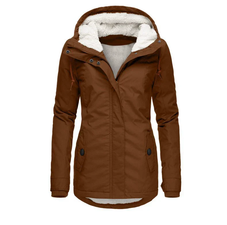 Women’s Parka Coat – Semi-Fitted – Plush Lined Hood – Weather-Resistant – Mid-Thigh Length - Image 6