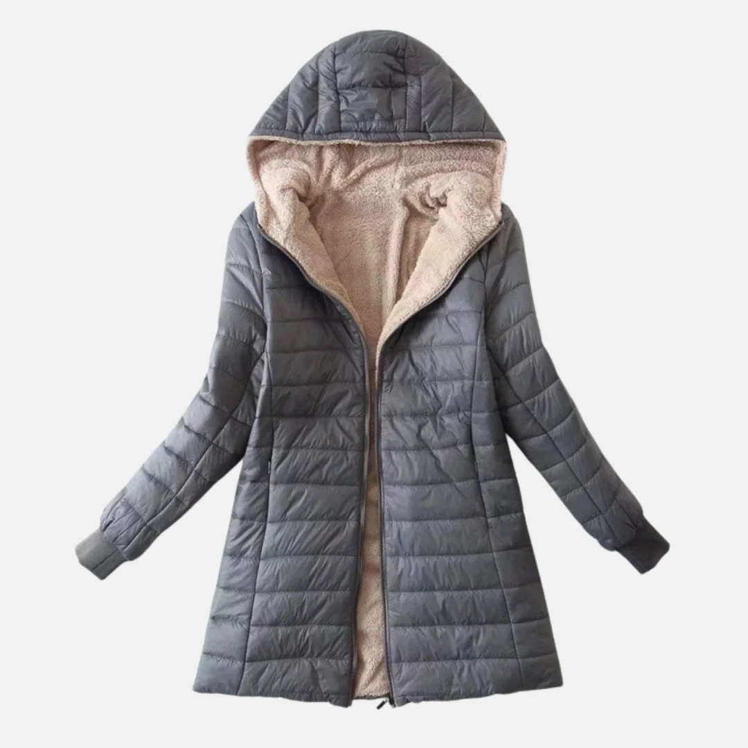 Women’s Puffer Coat – Quilted Insulated – Plush Lining – Hooded Mid-Length Fit - Image 4