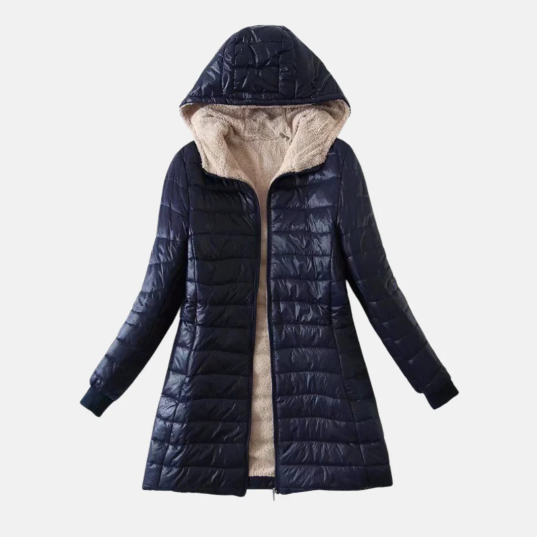 Women’s Puffer Coat – Quilted Insulated – Plush Lining – Hooded Mid-Length Fit - Image 5