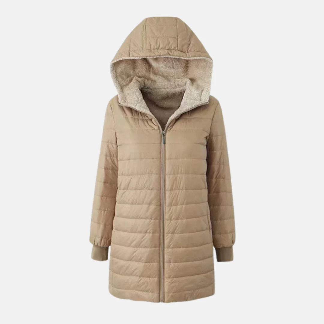 Women’s Puffer Coat – Quilted Insulated – Plush Lining – Hooded Mid-Length Fit - Image 6