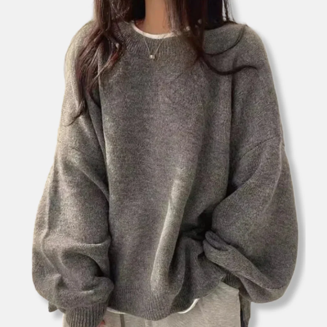 Women’s Pullover Sweatshirt – Oversized Fit – Soft Knit – Balloon Sleeves – Ribbed Trim - Image 4