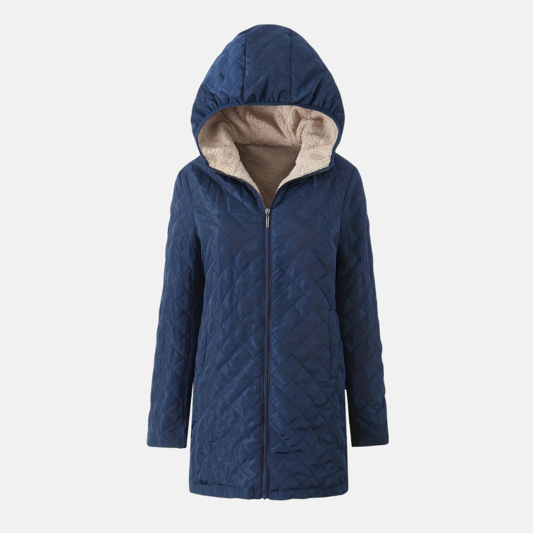 Women’s Quilted Hooded Jacket – Relaxed Fit – Plush Lined – Mid-Thigh Length – Zip Front - Image 3
