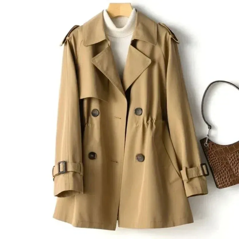 Women’s Trench Coat – Tailored Fit – Double Breasted – Epaulettes – Belted Sleeves - Image 4
