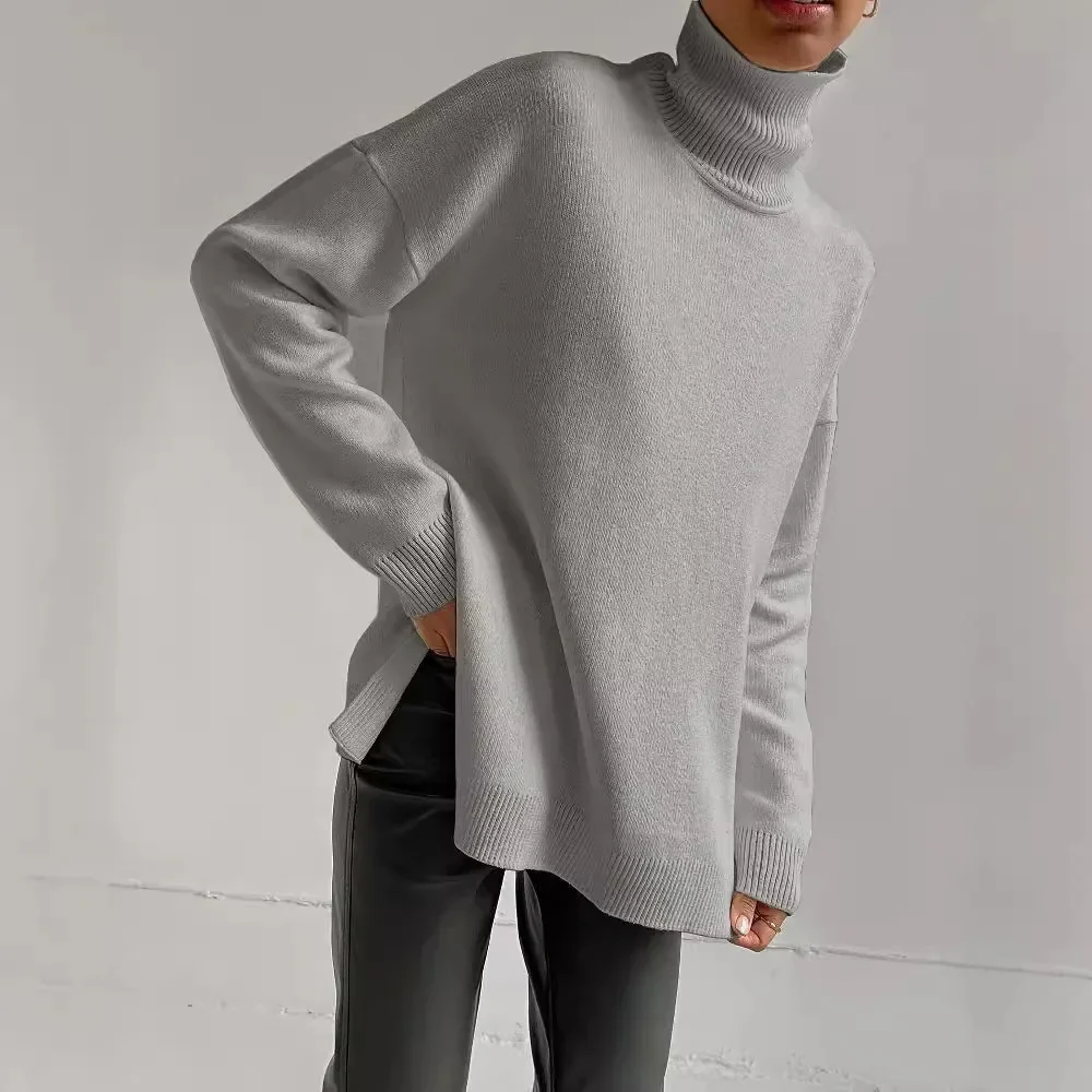 Women’s Turtleneck Sweater – Oversized Fit – Ribbed Knit – Casual Everyday Wear - Image 2